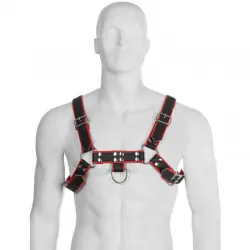 Leather body - chain harness iii black / red