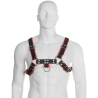 Leather body chain harness iii black / red - 2