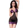 Chilirose - cr 4076 babydoll & tanga violeta/negro - 1