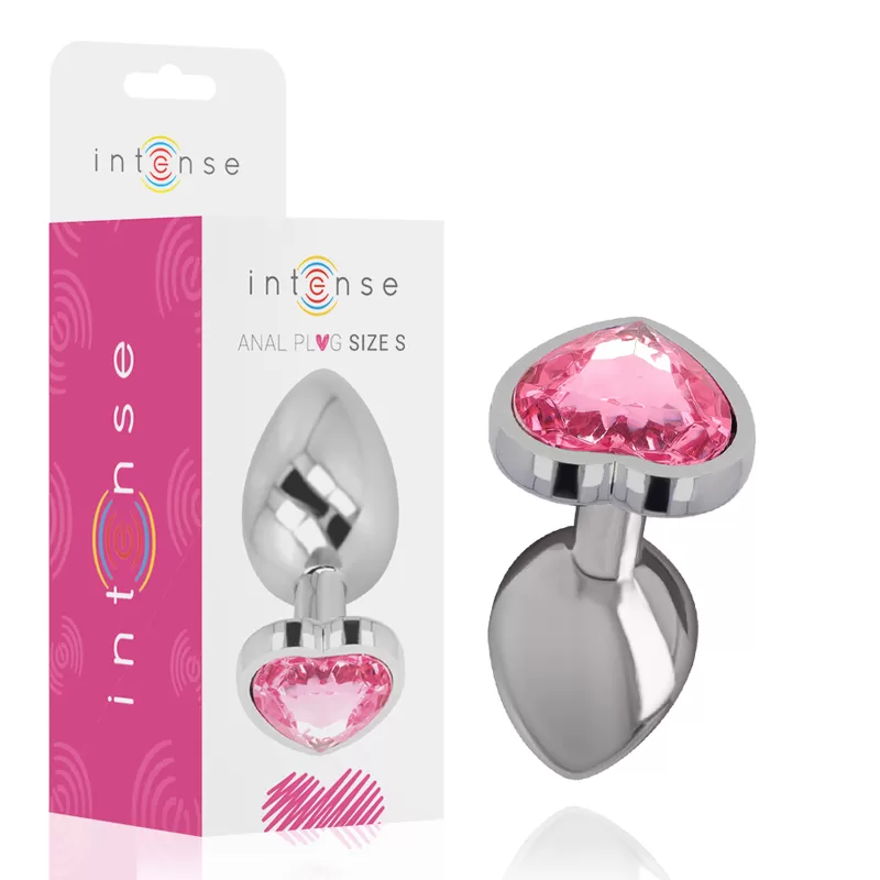 Intense - plug anal metal aluminio corazón rosa talla s