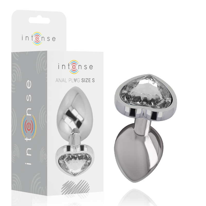 Intense - plug anal metal aluminio corazón blanco talla s