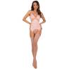 Corsé y medias Livco Corsetti Persinne Peach en rosa melocotón, modelo de frente