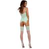 Corsé y medias Livco Corsetti Persinne Mint en verde menta, modelo de espaldas