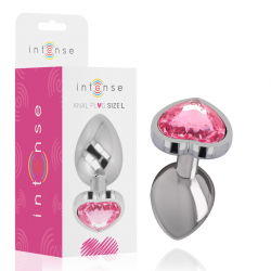 Intense - plug anal metal aluminio corazón rosa talla l