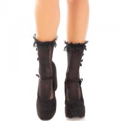 Leg avenue - medias tobilleras con volantes negro