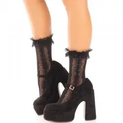 Leg avenue - medias tobilleras con volantes negro