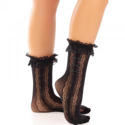 Leg avenue - medias tobilleras con volantes negro
