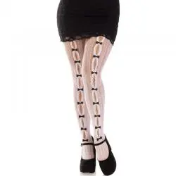 Leg avenue - medias con aberturas corazon & lazos rosa