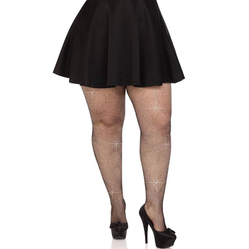Leg avenue - medias rejilla cristalizada plus size - - 1