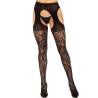 Leg Avenue medias de encaje con liguero negras, de frente