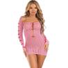 Leg Avenue Sweet Temptation, vestido y torera rosa, con la torera de lazos, de frente