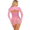 Leg Avenue Sweet Temptation, vestido y torera rosa, con la torera, de espaldas
