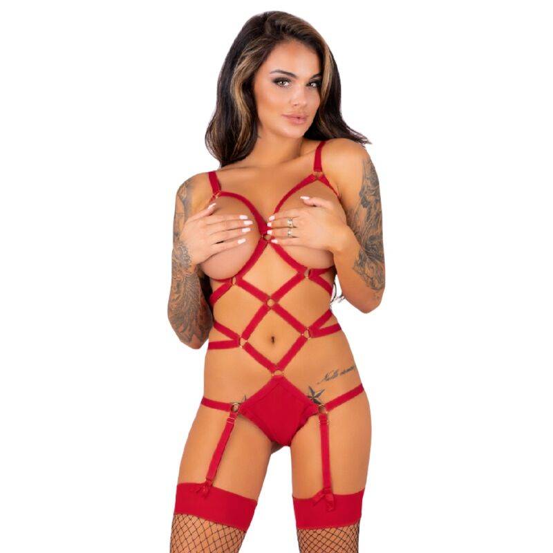 Livco corsetti fashion - thiara lc 20213 set body + medias roja - - 1