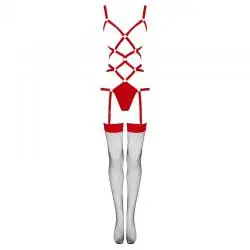 Livco corsetti fashion - thiara lc 20213 set body + medias roja s/m