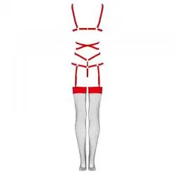 Livco corsetti fashion - thiara lc 20213 set body + medias roja s/m