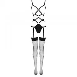 Livco corsetti fashion - thiara lc 20213 set body + medias negro s/m