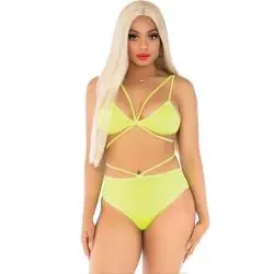 Leg avenue - top & bragas con tirantes amarillo