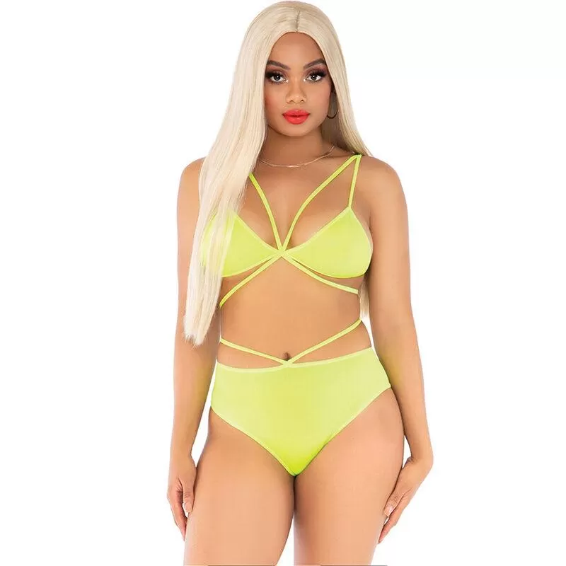 Leg avenue - top & bragas con tirantes amarillo