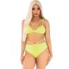 Conjunto amarillo Leg Avenue de top y braguita de tiras: vista frontal