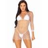 Leg Avenue minivestido de rejilla de manga larga, en blanco, de frente