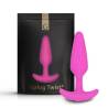 Gplug XS fucsia, con su bolsa y otro plug fucsia de mayor tamaño
