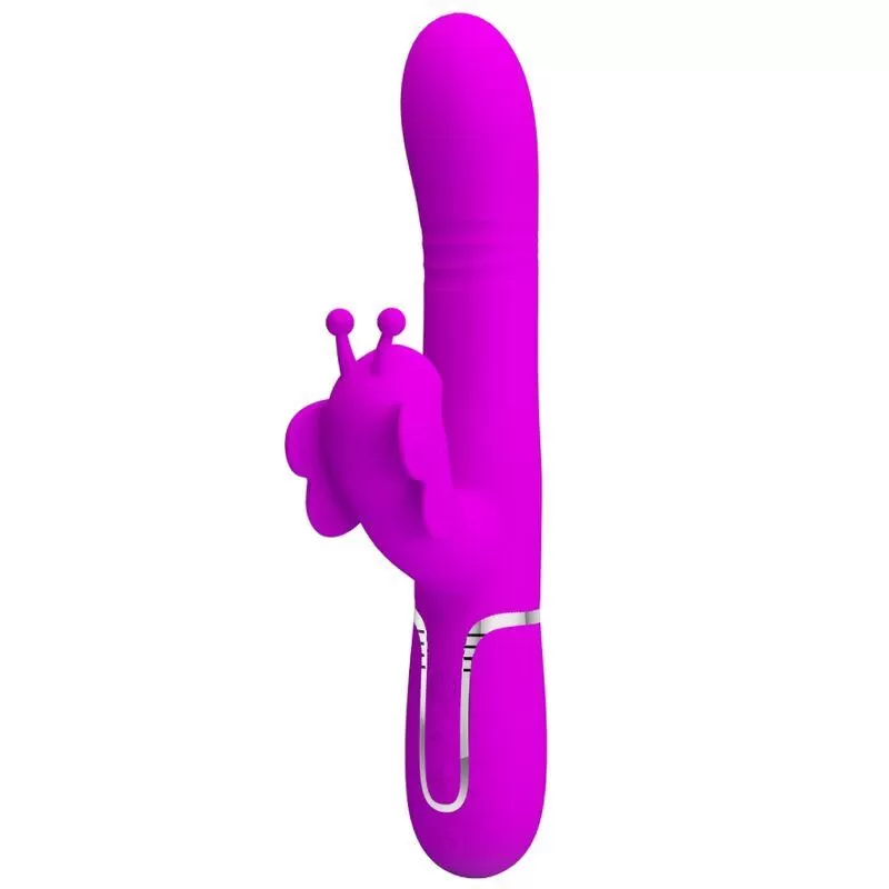Pretty love - vibrador rabbit multifunción 4 en 1 mariposa fucsia