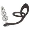 Star Fucker Beaded Plug con anillo negro, de lado