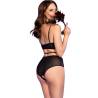 Chilirose - cr 4703 set dos piezas crotchless negro - 2