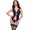 Chilirose - cr 4710 set corset negro/azul - 1