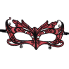 Antifaz de encaje con detalles rojos Queen Lingerie, de frente