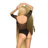 Teddy de encaje Penthouse All the Way negro, de espaldas