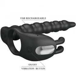 Pretty love - blackney anillo pene con plug vibrador negro