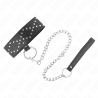 Kink - collar con correa 65 cm con tachuelas plateadas modelo 3 ajustable 36-43 cm x 5 cm - 1