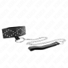 Kink - collar con correa 65 cm con tachuelas plateadas modelo 3 ajustable 36-43 cm x 5 cm - 4