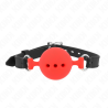 Mordaza de silicona Kink talla L con bola roja, de frente