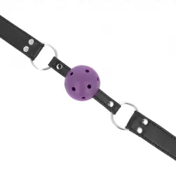 Kink - mordaza de bola 4 cm transpirable con doble remache morado 62 x 2.5 cm ajustable 42-58 cm