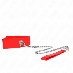 Kink - collar con correa 65 cm ancho rojo ajustable 33.5-41 cm x 5 cm