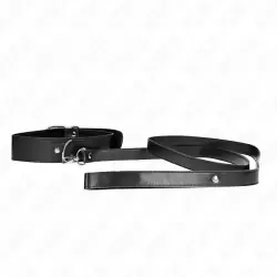 Kink - collar con correa 116 cm fino negro ajustable 32-50 cm x 8 cm