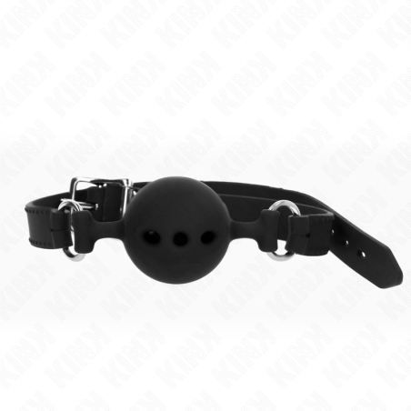Kink - mordaza 55 x 2 cm de bola 5 cm de silicona completa talla l negro ajustable 35-51 cm - 1
