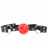 Kink - mordaza de bola 4 cm transpirable con doble remache rojo 62 x 2.5 cm ajustable 42-58 cm - 1