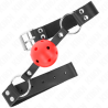 Kink - mordaza de bola 4 cm transpirable con doble remache rojo 62 x 2.5 cm ajustable 42-58 cm - 2