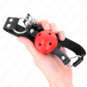 Kink - mordaza de bola 4 cm transpirable con doble remache rojo 62 x 2.5 cm ajustable 42-58 cm - 4