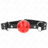Kink - mordaza de bola 4 cm transpirable con doble remache de cuero 62 x 2.5 cm ajustable 42-58 cm - 1