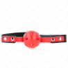 Kink - mordaza de bola 4 cm dura hueca rojo correa negra 60 x 2 cm ajustable 37-52 cm - 2