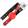 Kink - mordaza de bola 4 cm dura hueca rojo correa negra 60 x 2 cm ajustable 37-52 cm - 4