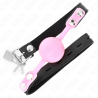 Mordaza de bola Kink de silicona luminosa rosa, en ángulo con candado y llaves