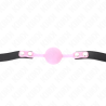 Mordaza de bola Kink de silicona luminosa rosa, con la correa extendida