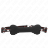 Mordaza hueso de perro Kink negra de 12 cm con correa