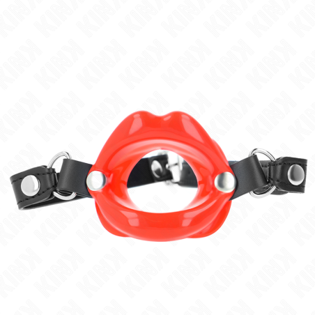 Kink - mordaza labial 8 cm con correa de polipiel rojo 63 x 2 cm ajustable 39-58 cm - 1