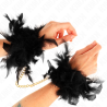 Kink - esposas de plumas negro con cadena dorada modelo 1 - 1